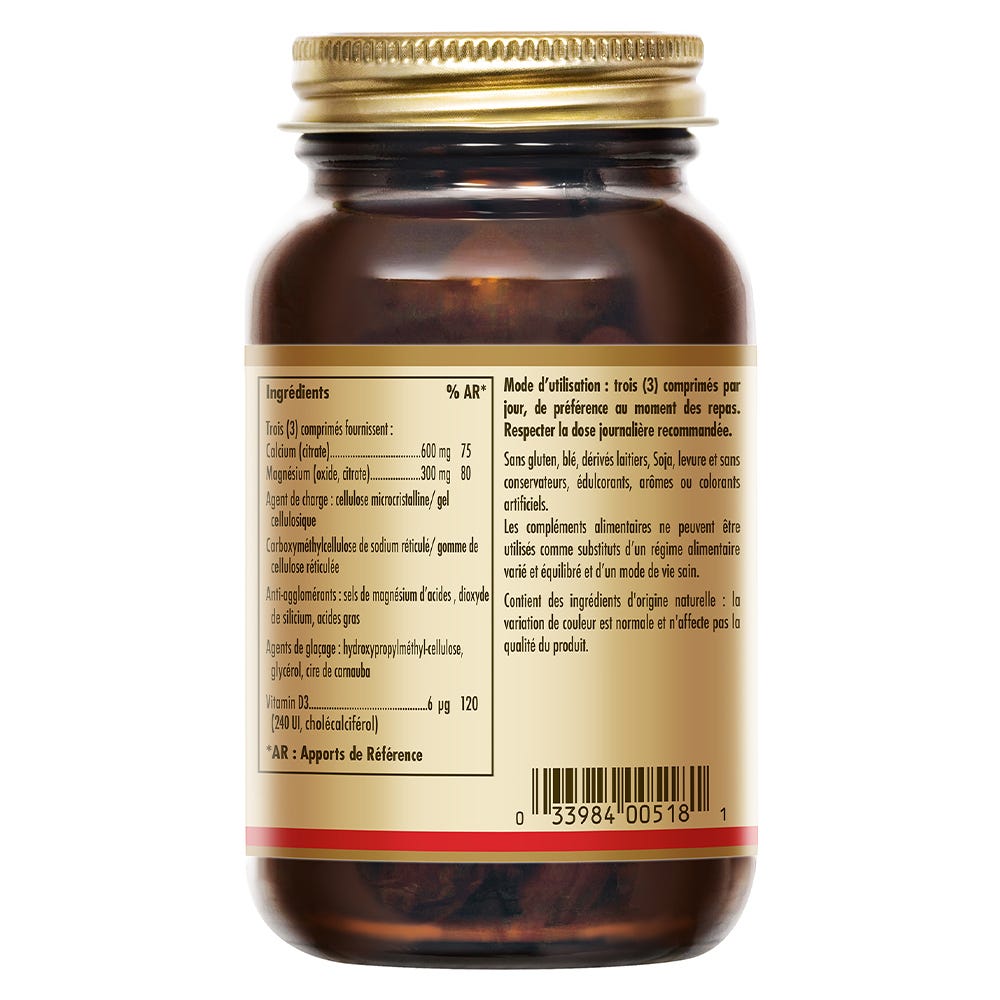 Calcium Magnésium Vitamine D3 Solgar FR